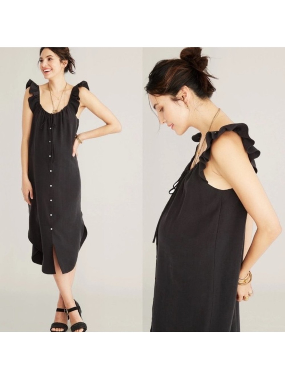 Hatch Cream Midi Dress with Button Front - Picture 3 of 3